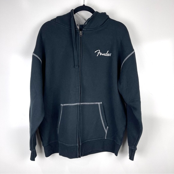 Fender Canada Are You Ready To Rock Zip Up Hoodie Black Men's Size Medium - Picture 1 of 9